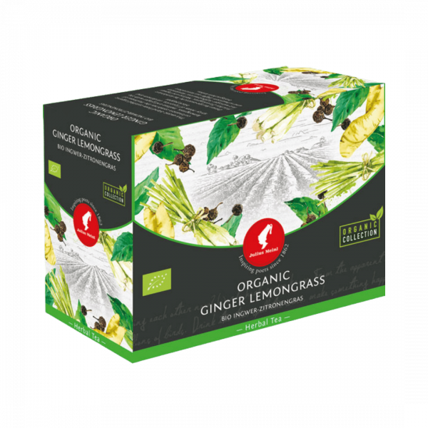 Julius Meinl Tee BIO Ingwer-Zitronengras Big Bag (1 Beutel für ca. 1 lt. Wasser), Kräutertee, 20 Teebeutel im Kuvert pro Packung